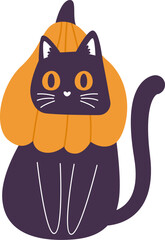 Cat Looking From Pumpkin