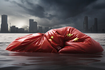 China's deflating economy - Generative AI illustration - obrazy, fototapety, plakaty