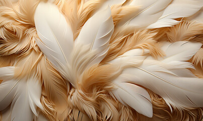 Delicate decoration with feathers and pearls in brown. Selective soft focus. Delicate decoration with feathers and pearls in brown.