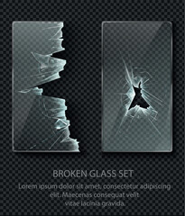 Glass framework, broken glass set