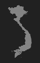 Abstract map Vietnam, parallel white lines