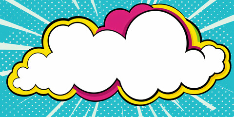 cartoon cloud in bright colors with copy space