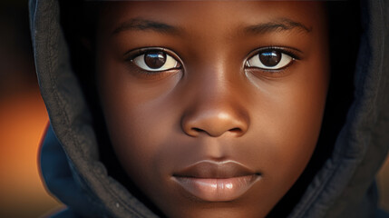Portrait of a serious Afro-American boy.