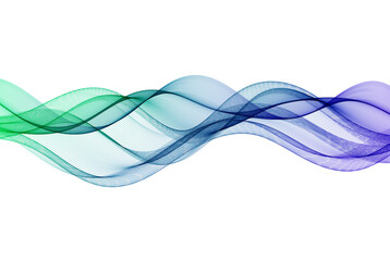Blue green horizontal wave on white background, abstract background design.