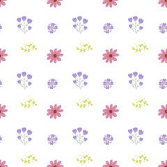 Seamless floral pattern with decorative flowers on white background