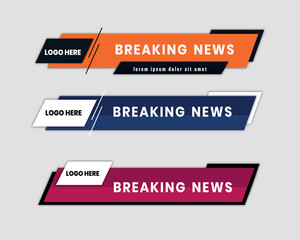 colorful  simple clean geometric lower third banner template design premium Vector , streaming , sport news
