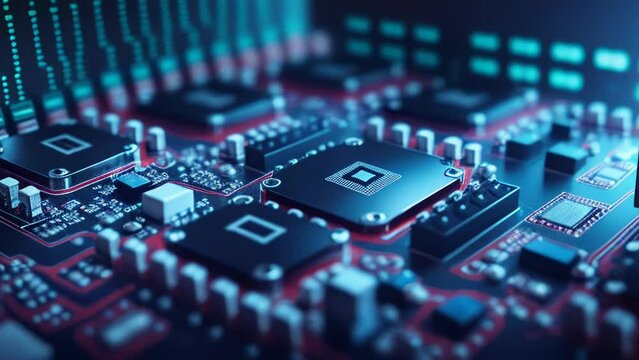 A close up of a computer chip on a printed circuit board. Generative ai