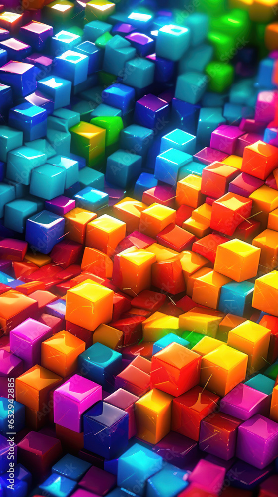 Poster abstract background with colorful glowing cubes.