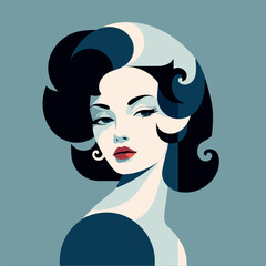 Beauty of retro woman icon avatar. Woman design. Abstract contemporary poster. Wall art design. Vector stock