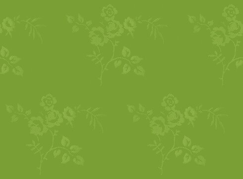 Gr&uuml;nes Bl&uuml;tenmuster mit Rosen - wenig Konstrast und gerastert