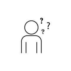 Man think icon. Doubt or unsure icon. Person with question icon. Vector illustration. EPS 10.