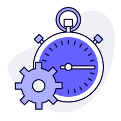 Stopwatch and Gear: A Symbol of Power and Strength. Vector Icon. Control and Optimization. Innovation and Technology. Progress and Success.