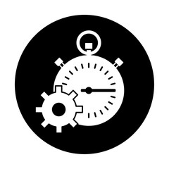 Stopwatch and Gear: A Symbol of Power and Strength. Vector Icon. Control and Optimization. Innovation and Technology. Progress and Success.
