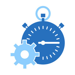 Stopwatch and Gear: A Symbol of Power and Strength. Vector Icon. Control and Optimization. Innovation and Technology. Progress and Success.