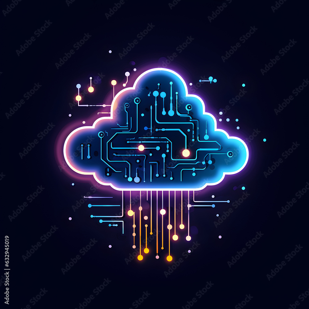 Wall mural cloud data storage, cloud computing and data transfer concept. ai generated