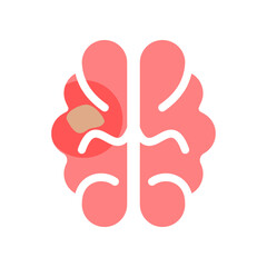 Pink brain tumor medical icon flat vector design