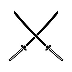 Crossed katana swords, samurai swords Svg Cut File. Isolated vector illustration.