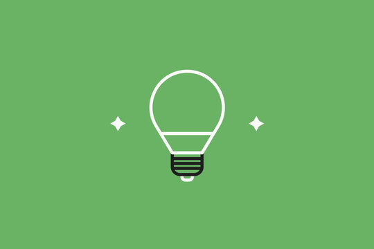 Vector lightbulb illustration in flat design style,  geometric ecology icon.
