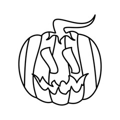 llustration halloween character pumpkin, pumpkin comic scary character outline, concept