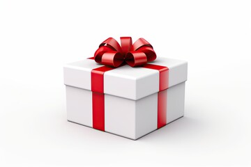 Obraz premium Gift box with red ribbon, white background