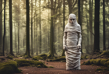 Fototapeta na wymiar A mummy in a forest
