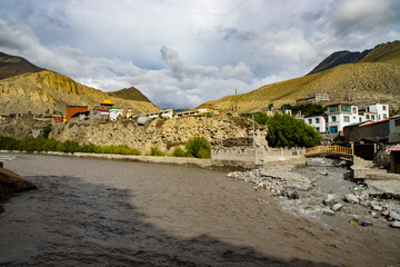 Beautiful Kagbeni Village on the banks of Kaligandaki River in Upper Mustang, Nepal