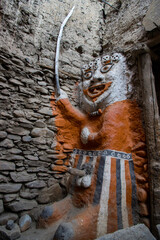 The Ghost Eaters of Kagbeni. Primitive Statue in Kagbeni of Upper Mustang in Nepal