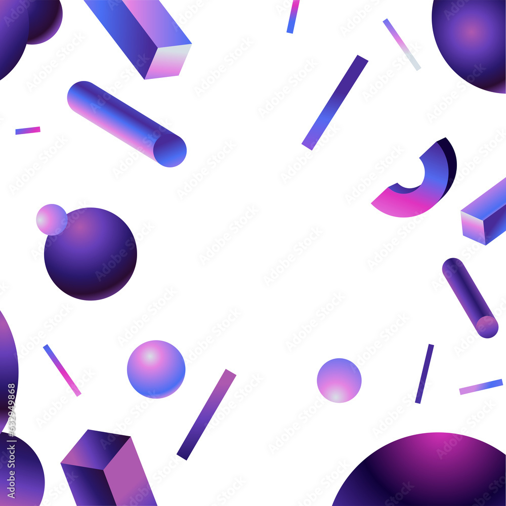 Poster png design template and illustration in 80's style and bright gradient colors with abstract geometri