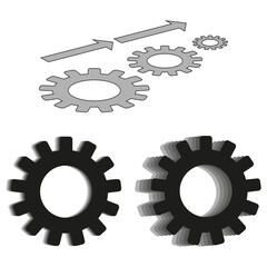 3d gears. Technical icons. Vector illustration. EPS 10.