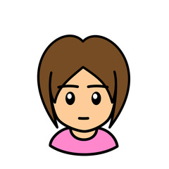 ブログで使えるアイコン　ベクター版　女性03ショートカット　無表情
