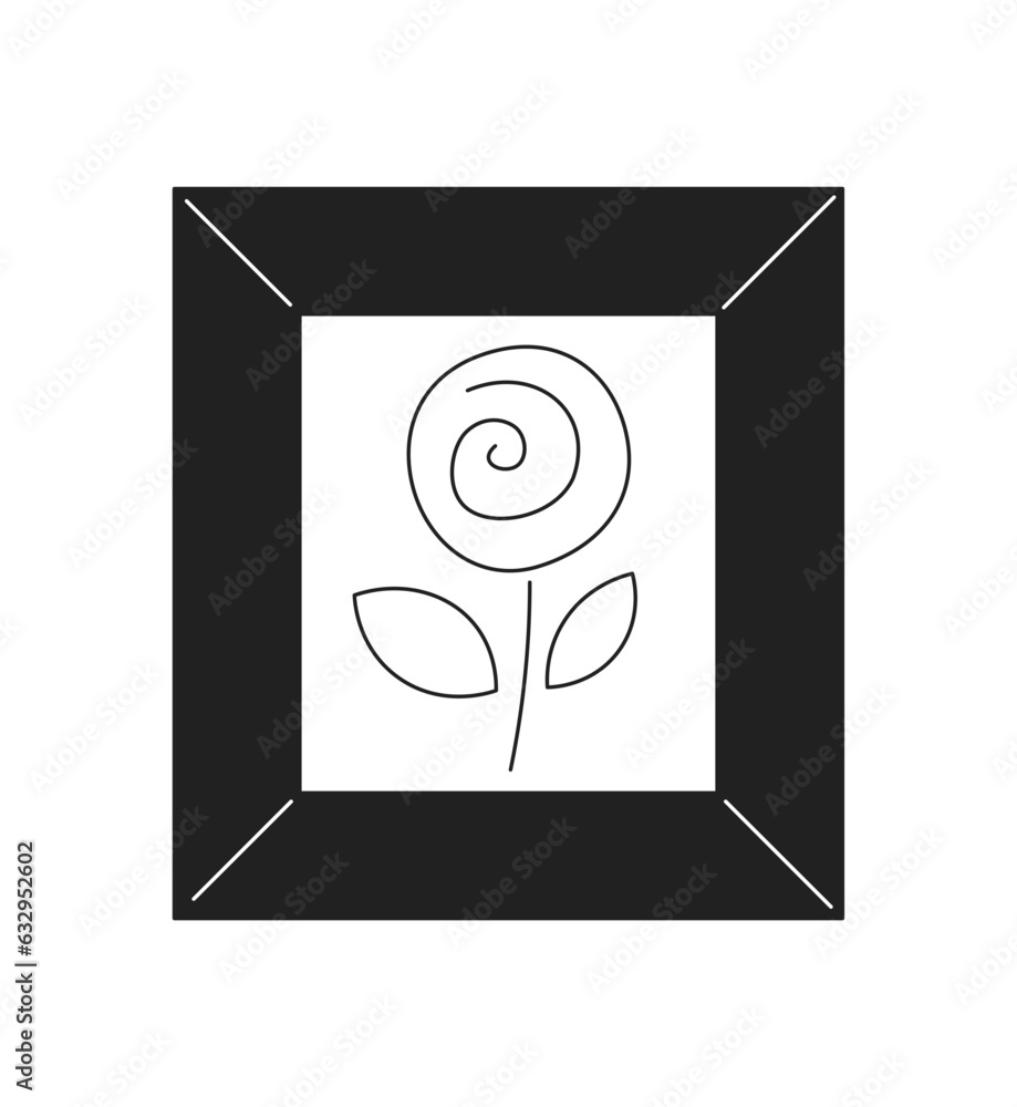 Poster abstract artwork in frame monochrome flat vector object. editable black and white thin line icon. si