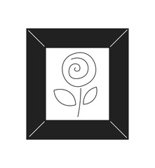 Abstract artwork in frame monochrome flat vector object. Editable black and white thin line icon. Simple cartoon clip art spot illustration for web graphic design