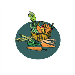 Illustration of vegetables in basket