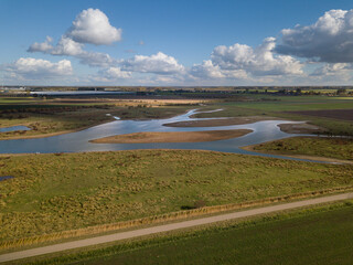 Wetlands in the Netherlands. Aerial view