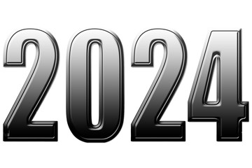 2024 font with metallic transparency on white background