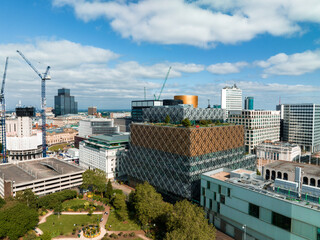 Aerial view of the library of Birmingham, Baskerville House, Centenary Square, Birmingham, West...