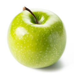 Close up of ripe green apple isolated on white background