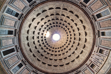 View of the Cielings of Pantheon in Rome, Italy