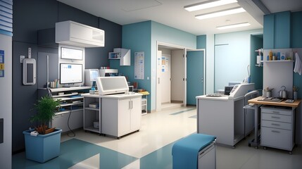Hospitals and clinic empty interior with bright lighting,operation theater interior, laboratory interior with bright light