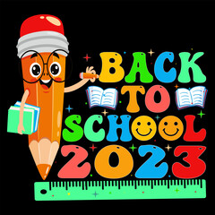 Back to school 2023 kids t shirt vector illustration.
