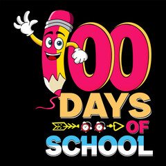 100 days of school kids t shirt design illustration.