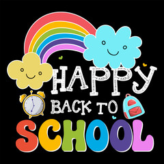 Happy back to school kids t shirt illustration.