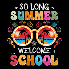 Summer vacation back to school kids t shirt vector.