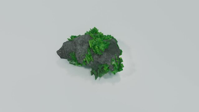 Uranium Ore, Raw Mineral Specimen on a Clean White Background