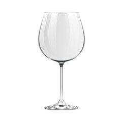 Realistic empty burgundy wine glass isolated on white background