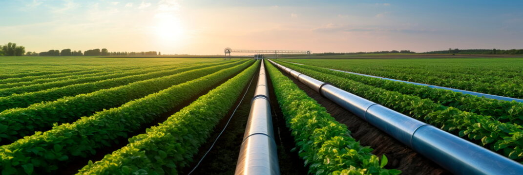 industrial pipeline carrying water for irrigation, contributing to agricultural activities. Generative AI