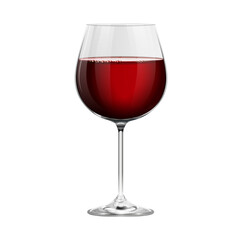 Realistic red burgundy wine glass isolated on white background