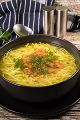 Broth - chicken soup with noodle.