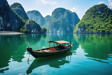 Fototapete Altes Gebäude Halong Bay in Vietnam travel picture