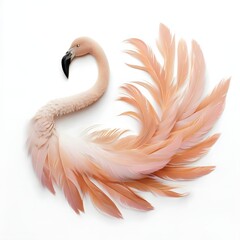 Fototapeta premium Flamingo with a body made of feathers, white background